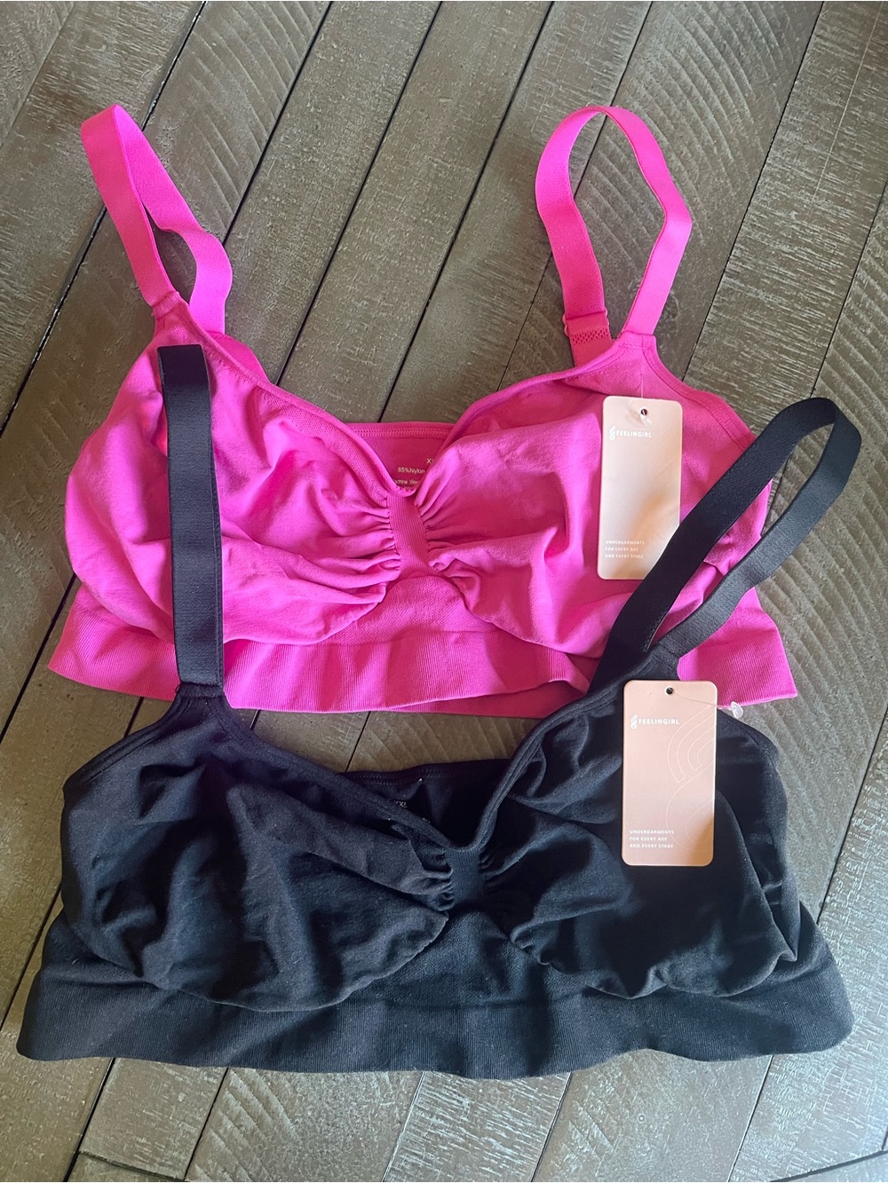 Seamless Ruched Bralette - Pink XL & Black XXL